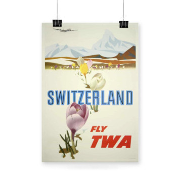 Plakat TWA Fly Switzerland Travel Poster 1959s