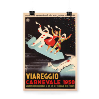 Plakat Viareggio Carnevale Travel Poster 1950s