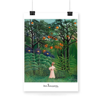 Plakat Woman Walking in an Exotic Forest