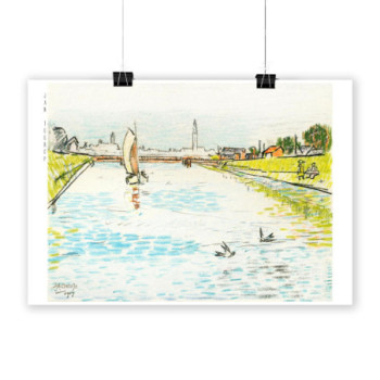 Plakat View of a Canal with a Sailing Ship