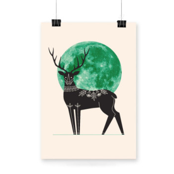 Plakat Deer and Moon