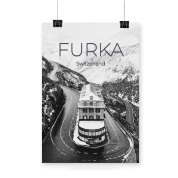 Plakat Furka Switzerland BW