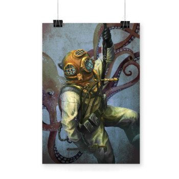 Plakat Diver and Octopus
