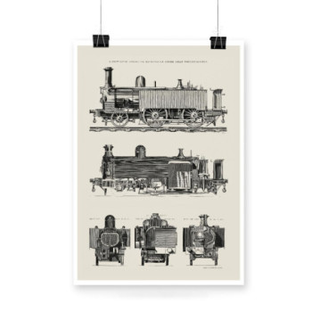Plakat Engine train and its compartments from a technical journal The Engineer by Edward Charles