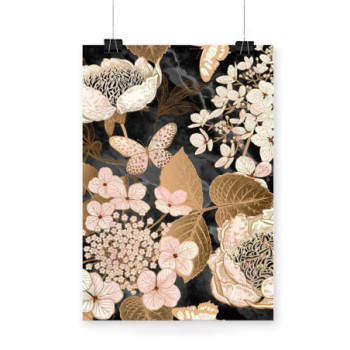 Plakat Pink And Gold Flowers