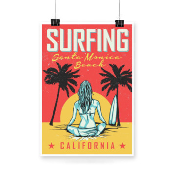 Plakat Surfing Santa Monica Beach