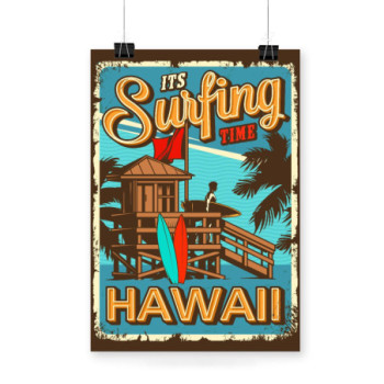 Plakat Surfing time Hawaii